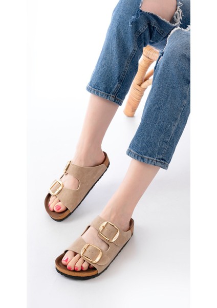 ASKAP-101 Bej Günlük Birkenstock Kadın Terlik