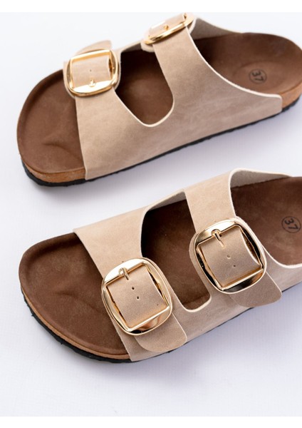 ASKAP-101 Bej Günlük Birkenstock Kadın Terlik
