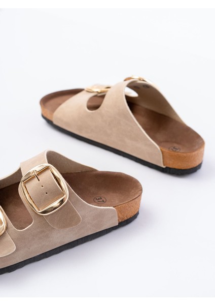 ASKAP-101 Bej Günlük Birkenstock Kadın Terlik