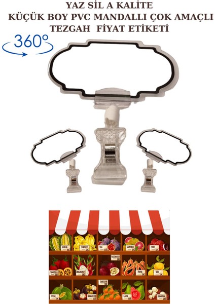 20 Adet Yaz Sil Mini Boy Mandallı Etiketi Pazarcı Etiketi Market Etiketi Manav Etiketi