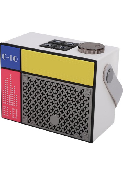 Bluetooth Hoparlör 5W Stereo Ses Modern Sevimli Piksel Tarzı Taşınabilir Kablosuz Küçük Hoparlör Açık Hava Seyahat Partisi Beyaz (Yurt Dışından)
