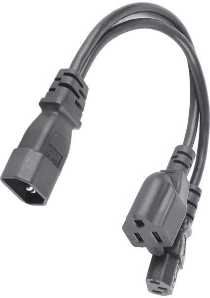 C14 Erkek - C13 Nema 5‑15R Dişi Y Ayırıcı Güç Kablosu 1 Giriş 2 Çıkış 10A 250V Su Geçirmez Güç Uzatma Adaptörü Kablosu (Yurt Dışından)