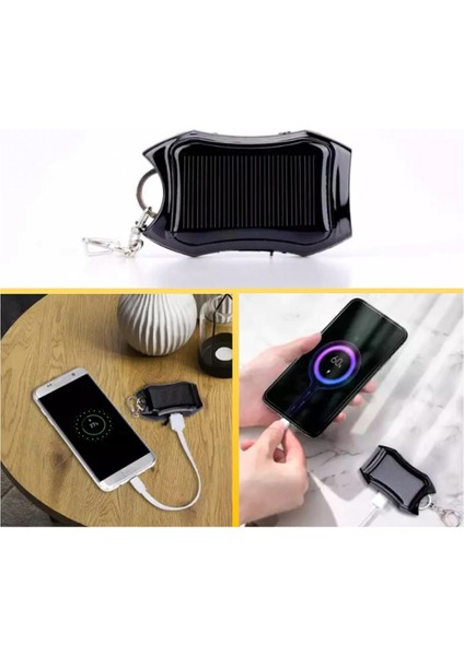 Güneş Enerjili Taşınabilir Şarj Cihazı Anahtarlık Mini Power Bank LED El Feneri Açık Hava USB Pil Paketi Acil Telefon Şarj Cihazı (Yurt Dışından) indirimleri