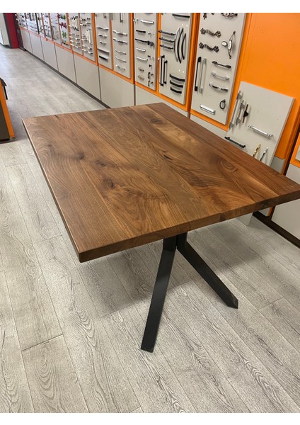 Ceviz Doğal Ahşap Yemek Masası 50MM Ekstra Kalınlık Özel Silim ve Cilalı El Işçiliği Masa