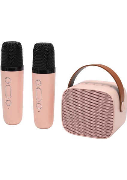 Karaoke Makinesi Çok Işlevli Stereo Ses Taşınabilir Bluetooth Hoparlör 2 Kablosuz Mikrofonlu Ev Partisi Ktv Pembe (Yurt Dışından)