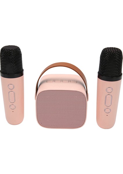 Karaoke Makinesi Çok Işlevli Stereo Ses Taşınabilir Bluetooth Hoparlör 2 Kablosuz Mikrofonlu Ev Partisi Ktv Pembe (Yurt Dışından)