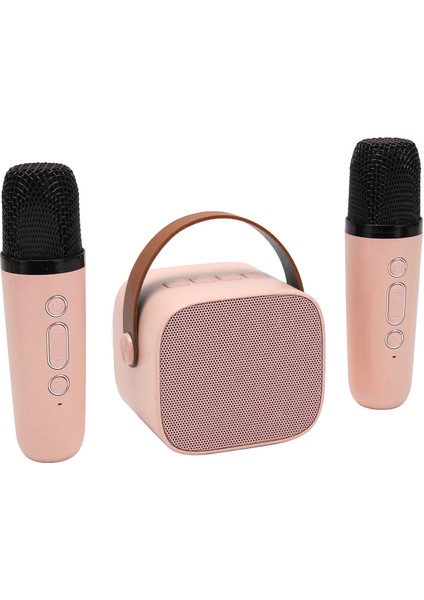 Karaoke Makinesi Çok Işlevli Stereo Ses Taşınabilir Bluetooth Hoparlör 2 Kablosuz Mikrofonlu Ev Partisi Ktv Pembe (Yurt Dışından)