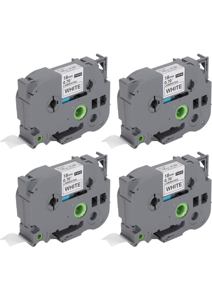 Etiket Yapıcı Bant 18MM Genişlik 8m Uzunluk Siyah Üzerine Beyaz Etiket Yapıcı Yedekleri Tze 141 Için Tze 241 Için Tze 541 Için Tze 641 Için Beyaz Kutu 4'lü (Yurt Dışından)