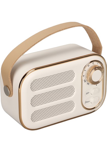 Bluetooth Hoparlör Stereo Hifi Ses USB Şarj Retro Taşınabilir Kablosuz Hoparlör Ev Seyahat Beyaz (Yurt Dışından)