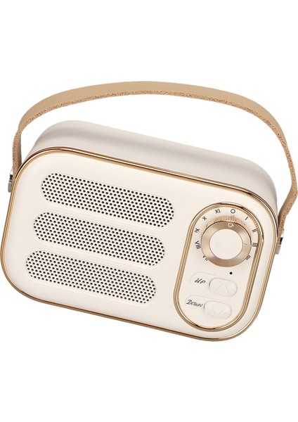 Bluetooth Hoparlör Stereo Hifi Ses USB Şarj Retro Taşınabilir Kablosuz Hoparlör Ev Seyahat Beyaz (Yurt Dışından)