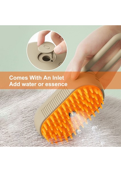 3-In-1 Pet Buharlı Fırça Kedi Için Tek Tuşla Sprey Masaj Temizleme Önler Uçan Saç Zarar Vermeden Cilt Kediler Köpekler Için USB Tımar Fırçası (Yurt Dışından)