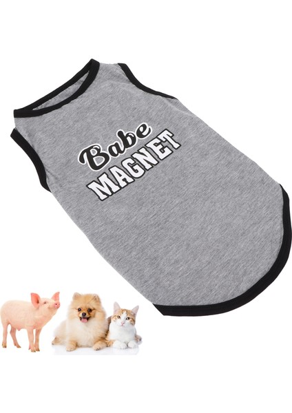 Pet Tshirt Evcil Hayvan Mini Domuz Ince Pamuklu Moda Mektup Baskı Evcil Hayvan Giysileri Evcil Hayvanlar Için (Gri S) (Yurt Dışından)