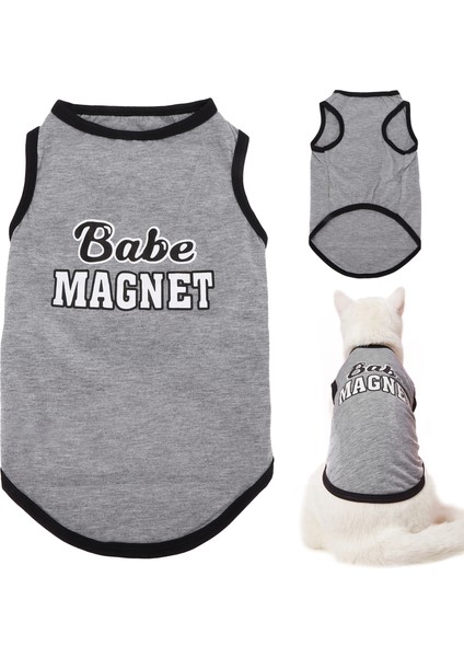 Pet Tshirt Evcil Hayvan Mini Domuz Ince Pamuklu Moda Mektup Baskı Evcil Hayvan Giysileri Evcil Hayvanlar Için (Gri S) (Yurt Dışından)