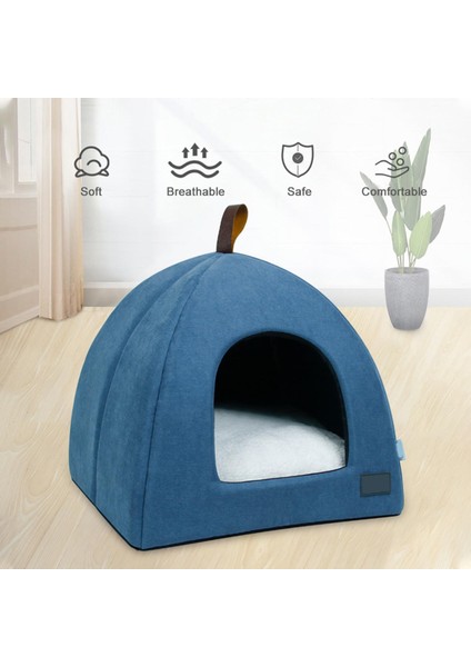 Katlanabilir Kedi Yatak Nefes Kedi Evi Kapalı Pet Çadır Köpek Yatağı Mat (Mavi, Boyut M) (Yurt Dışından)