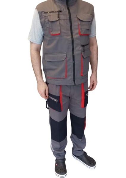 Teknik Harman Çok Cepli Yelek Pantolon Takım