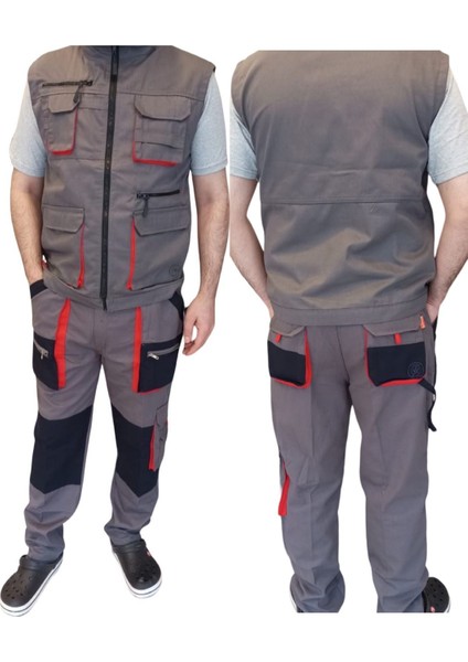 Teknik Harman Çok Cepli Yelek Pantolon Takım