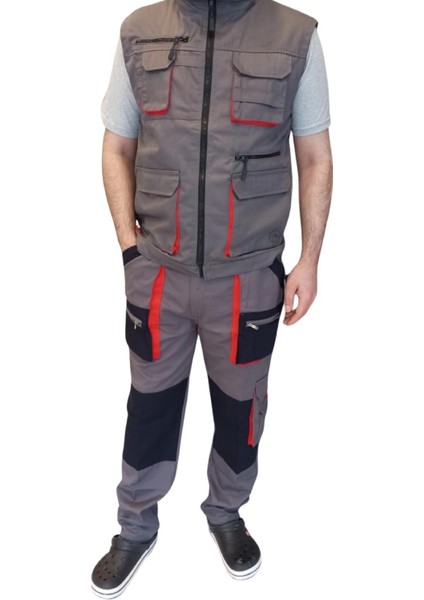 Teknik Harman Çok Cepli Yelek Pantolon Takım