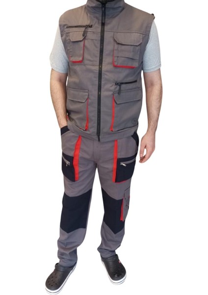 Teknik Harman Çok Cepli Yelek Pantolon Takım