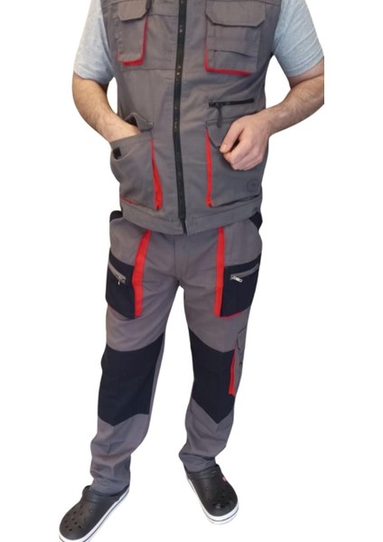 Teknik Harman Çok Cepli Yelek Pantolon Takım