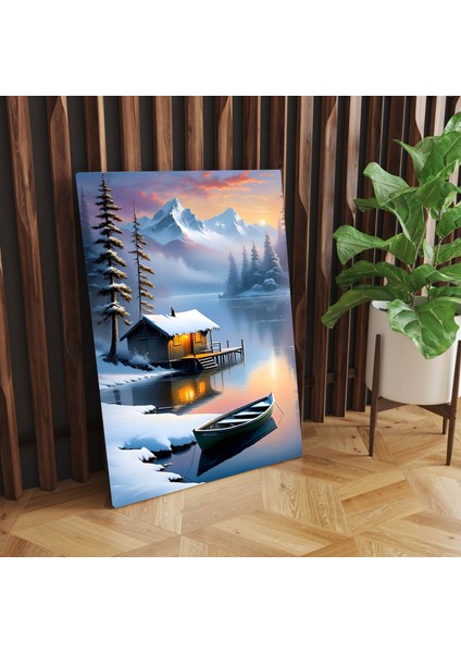 Manzara Kar ve Tekne Dekoratif Kanvas Tablo modelleri