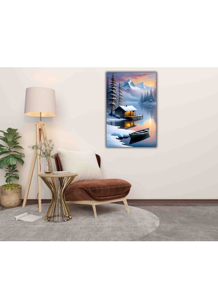 Manzara Kar ve Tekne Dekoratif Kanvas Tablo fırsatları