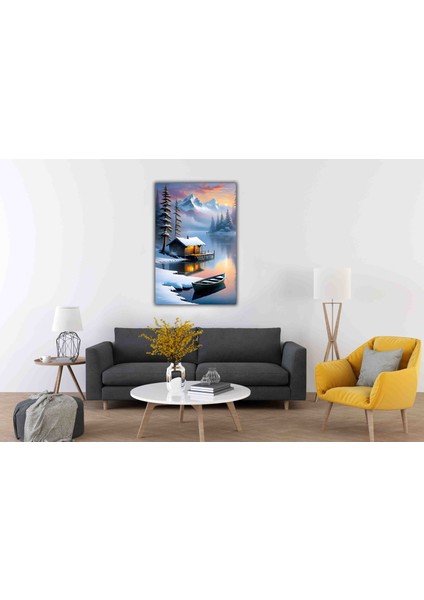 Manzara Kar ve Tekne Dekoratif Kanvas Tablo indirimleri
