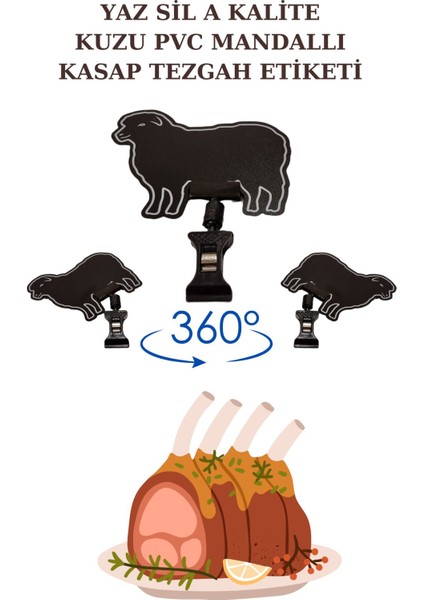 20 Adet Yaz Sil Mini Boy Mandallı Kuzu Etiketi Kasap Etiketi Kasap Tezgah Etiketi