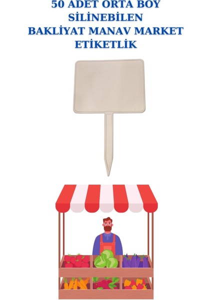 50 Adet Yaz Sil Sapla Orta Boy Bakliyat Etiketliği Manav Etiketliği Pazarcı Etiketi Byz