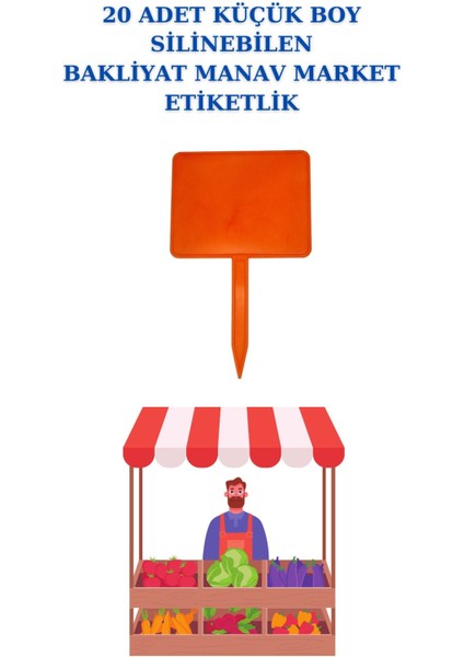 20 Adet Küçük Boy Yaz Sil Sapla Bakliyat Etiketliği Manav Etiketliği Pazarcı Etiketi