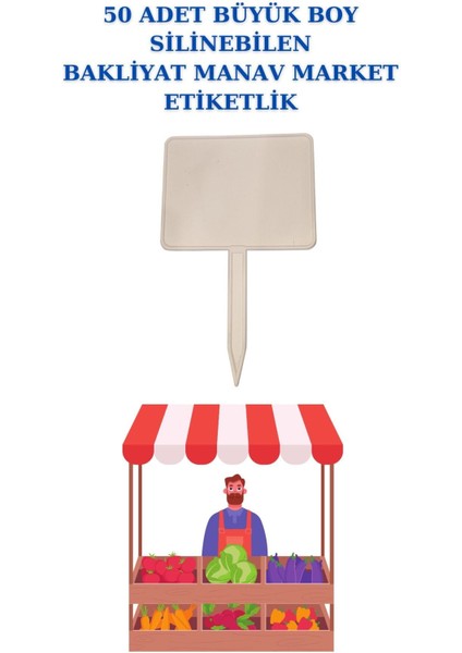 50 Adet Yaz Sil Sapla Büyük Boy Bakliyat Etiketliği Manav Etiketliği Pazarcı Etiketi Byz