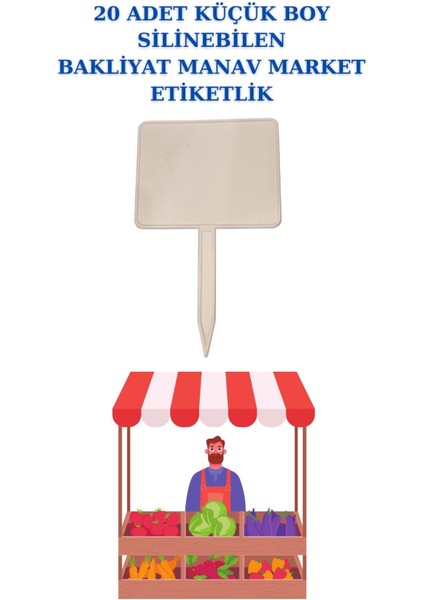 20 Adet Küçük Boy Yaz Sil Sapla Bakliyat Etiketliği Manav Etiketliği Pazarcı Etiketi