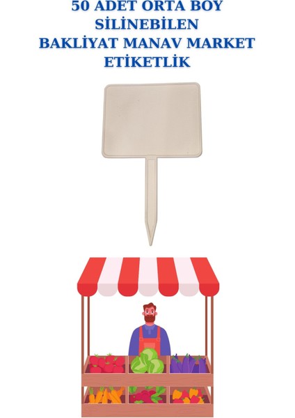 50 Adet Orta Boy Yaz Sil Sapla Bakliyat Etiketliği Manav Etiketliği Pazarcı Etiketi