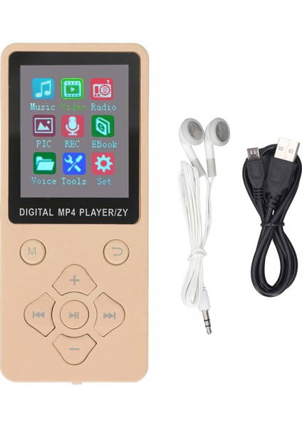 Mp3 Mp4 Oynatıcı Bluetooth 5.0 Süper Ince 1.8 Inç Renkli Ekran 128G Genişletilebilir Bellek Taşınabilir Video Müzik Oynatıcı Altın (Yurt Dışından)