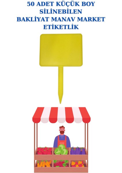 50 Adet Küçük Boy Yaz Sil Sapla Bakliyat Etiketliği Manav Etiketliği Pazarcı Etiketi