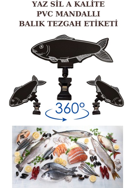 10 Adet Yaz Sil Mini Boy Mandallı Balık Etiketi Balıkçı Etiketi Balık Tezgah Etiketi