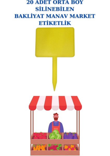 20 Adet Yaz Sil Sapla Orta Boy Bakliyat Etiketliği Manav Etiketliği Pazarcı Etiketi