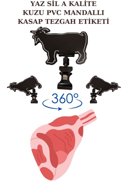10 Adet Yaz Sil Mini Boy Mandallı Keçi Etiketi Kasap Etiketi Kasap Tezgah Etiketi