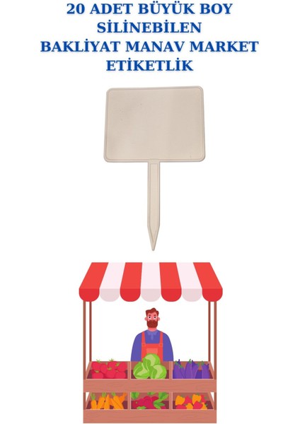 20 Adet Büyük Boy Yaz Sil Sapla Bakliyat Etiketliği Manav Etiketliği Pazarcı Etiketi
