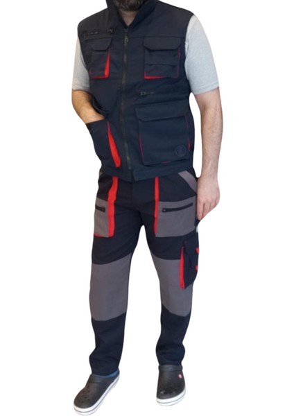 Teknik Harman Çok Cepli Yelek Pantolon Takım