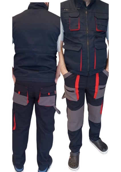 Teknik Harman Çok Cepli Yelek Pantolon Takım
