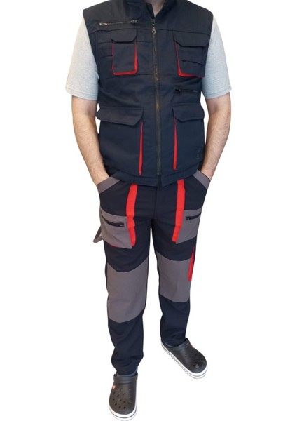 Teknik Harman Çok Cepli Yelek Pantolon Takım