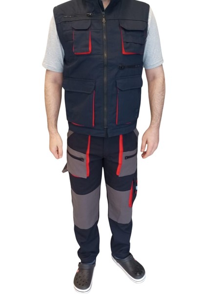 Teknik Harman Çok Cepli Yelek Pantolon Takım