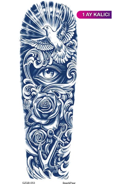 1 Ay Kalıcı Göz ve Kuş Figürlü Kol Dövmesi Tattoo