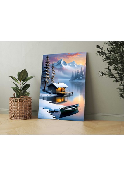 Manzara Kar ve Tekne Dekoratif Kanvas Tablo fiyatları