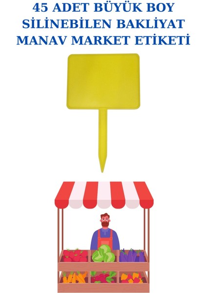 45 Adet Büyük Boy Yaz Sil Sapla Bakliyat Etiketliği Manav Etiketliği Pazarcı Etiketi