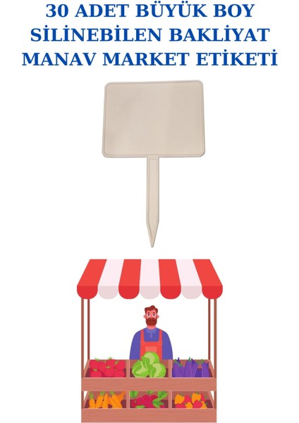 30 Adet Büyük Boy Yaz Sil Sapla Bakliyat Etiketliği Manav Etiketliği Pazarcı Etiketi