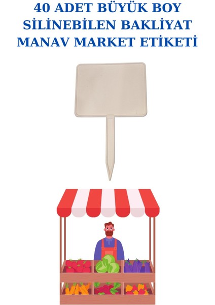 40 Adet Büyük Boy Yaz Sil Sapla Bakliyat Etiketliği Manav Etiketliği Pazarcı Etiketi