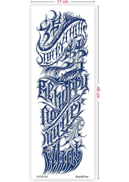 1 Ay Kalıcı Yazılı Kol Kaplama Geçici Dövme Kol Dövmesi Tattoo