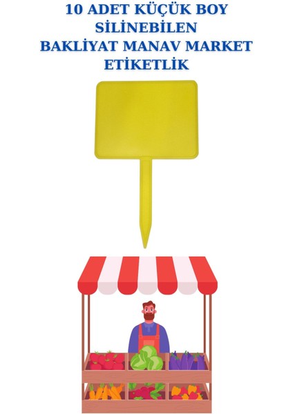 10 Adet Küçük Boy Yaz Sil Sapla Bakliyat Etiketliği Manav Etiketliği Pazarcı Etiketi