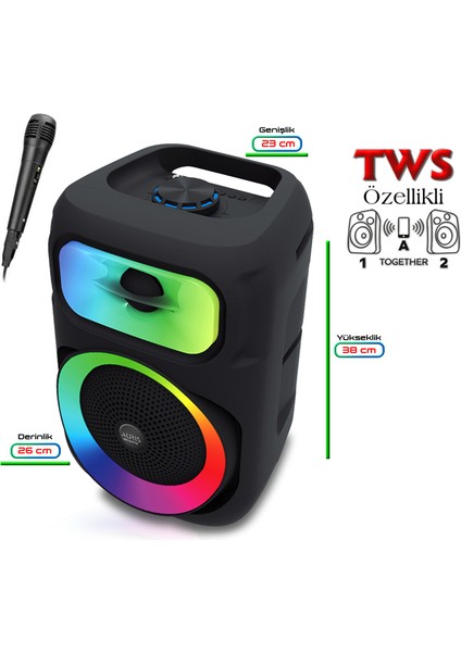KLN130 25W 8 Inç Mikrofonlu Rgb Bluetooth Hoparlör fırsatları